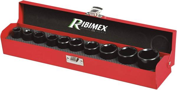 Lot de 10 douilles à choc 6 pans 12" 10 à 27 mm - RIBIMEX PRCCDC10CT