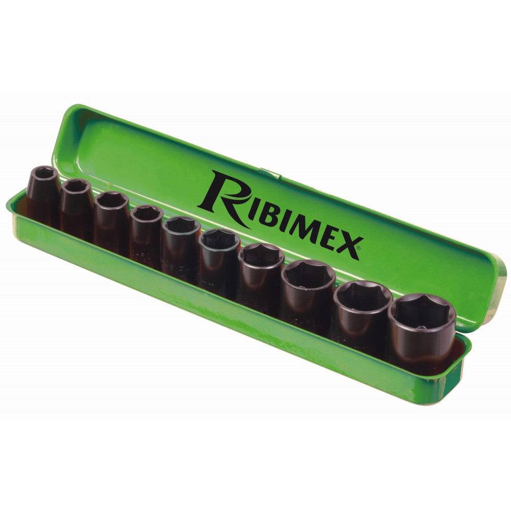 Lot de 10 douilles à choc 6 pans 12" 10 à 27 mm - RIBIMEX PRCCDC10CT-1
