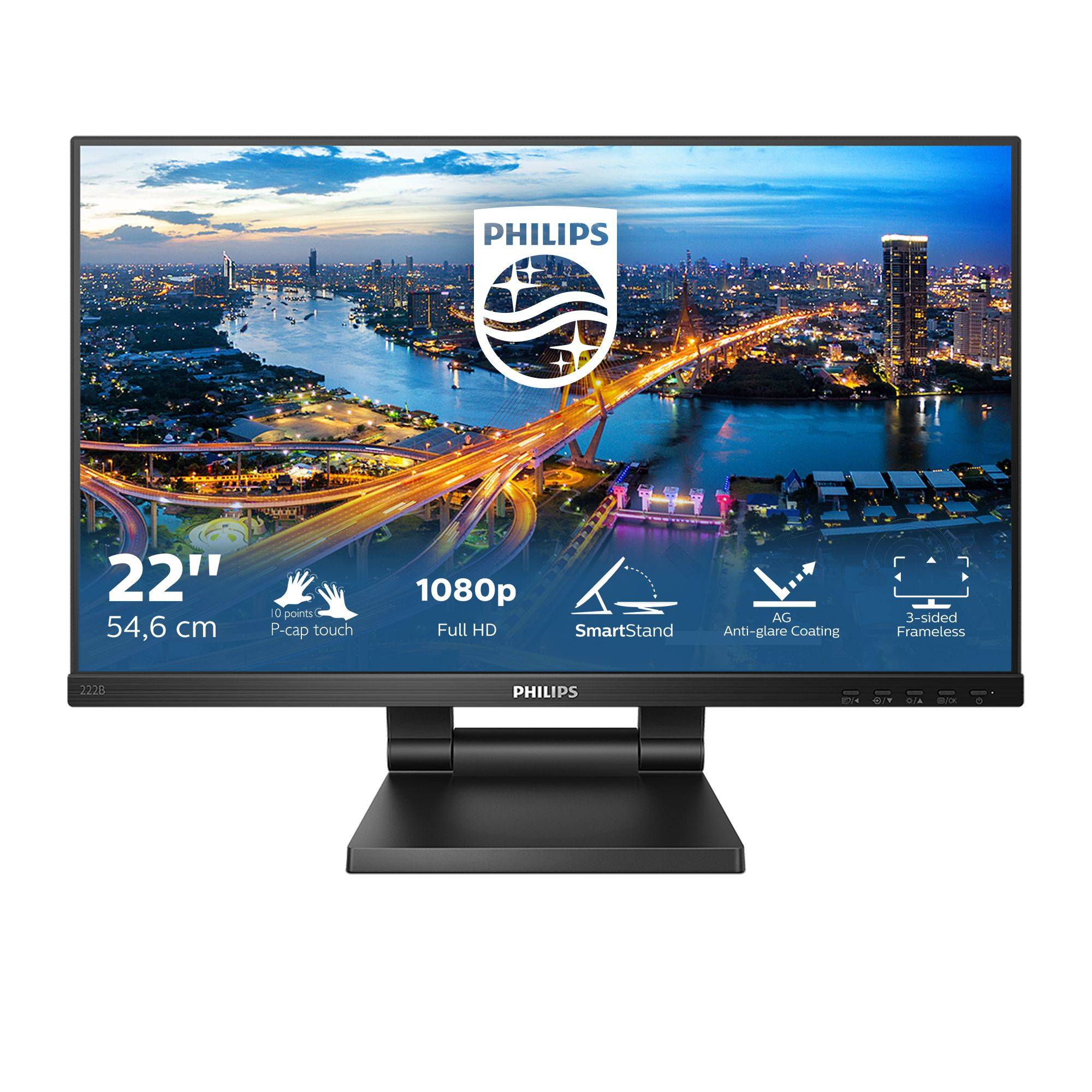 PHILIPS 222B1TC/00 21.5p 16:9 IPS FHD 60Hz 250cd/m2 D-SUB HDMI DP 1xUSB-B/3x USB 3.2-1