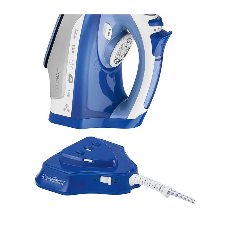 Fer à repasser semelle céramique avec ou sans fil 2400W Clatronic DB 3706 Bleu-2