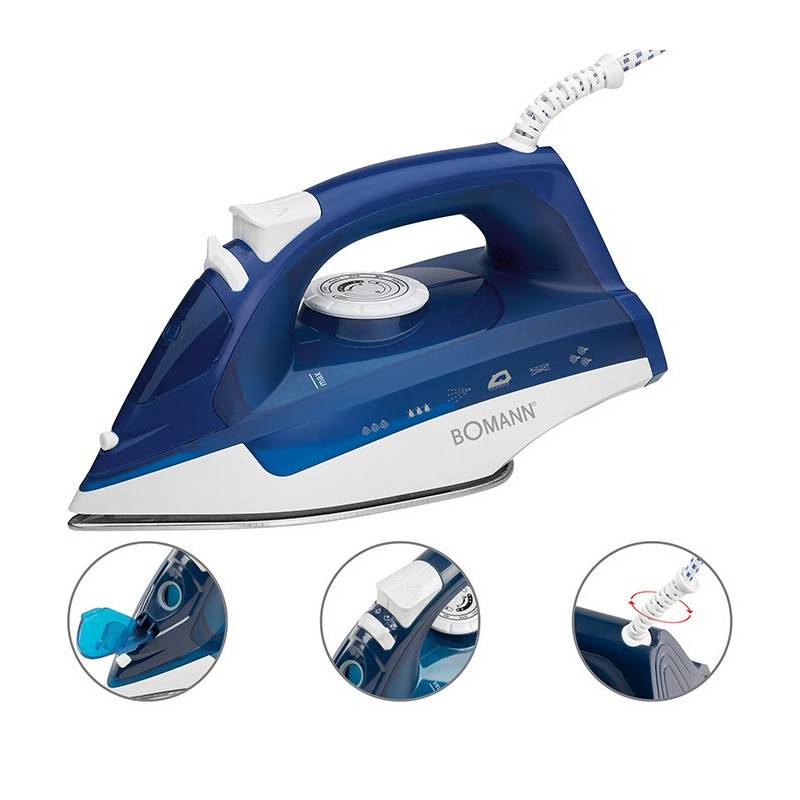 Fer à repasser à vapeur avec 7 fonctions 2200W Bomann DB 6004 CB Blanc/Bleu-4