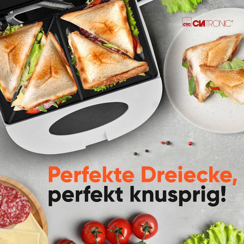 Appareil à Sandwich / Croque-monsieur Blanc Clatronic ST3813-Blanc-1