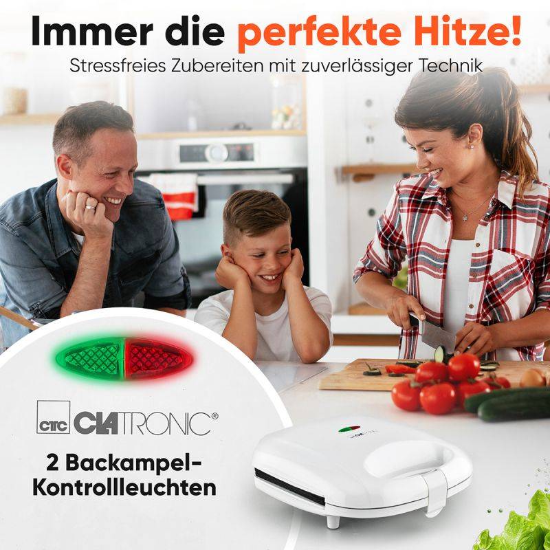 Appareil à Sandwich / Croque-monsieur Blanc Clatronic ST3813-Blanc-4