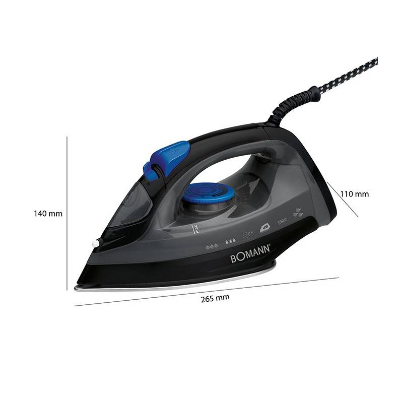 Fer à repasser à vapeur avec 7 fonctions 1800W Bomann DB 6003 CB Noir/Bleu-1