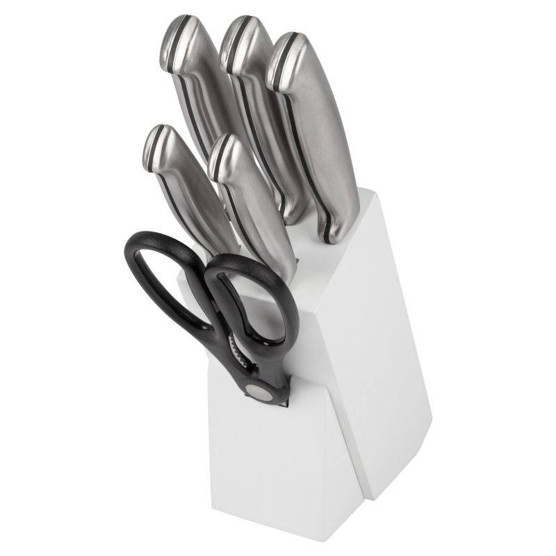 Set de couteaux avec support 7 pièces blanc Classbach C-MBS4018-Blanc-0