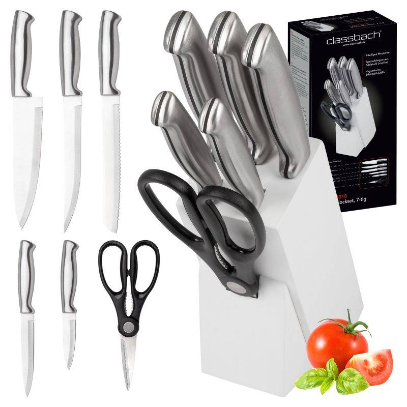 Set de couteaux avec support 7 pièces blanc Classbach C-MBS4018-Blanc-3