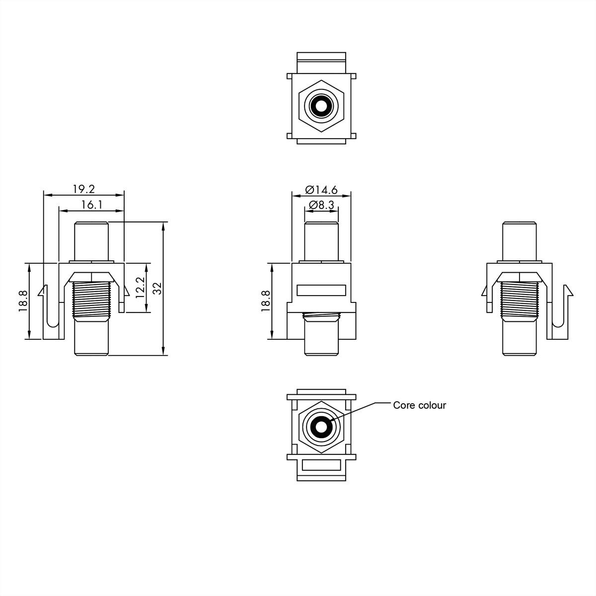 VALUE Coupleur Keystone RCA, plastique, blanc-1