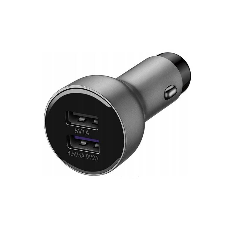 Huawei AP38 - Chargeur Voiture Complet - Adaptateur Fast Charge 2 Ports USB & Câble USB-C - Gris (Emballage Original)-1