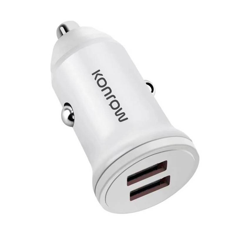 Konrow KCC12AAW - Adaptateur Allume-cigare 2 Ports USB A - Charge rapide 12W, Blanc (Compatible, Blister)-2