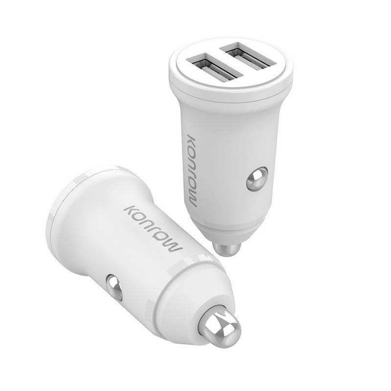 Konrow KCC12AAW - Adaptateur Allume-cigare 2 Ports USB A - Charge rapide 12W, Blanc (Compatible, Blister)-4