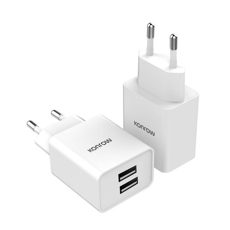 Konrow KC12AAW - Adaptateur Secteur 2 Ports USB A - Charge rapide 12W, Blanc (Compatible, Blister)-3