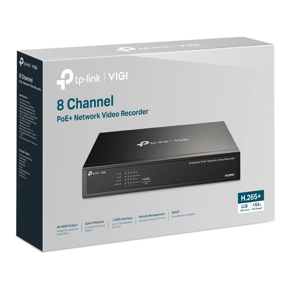 TP-LINK VIGI NVR1008H-8MP 8 Channel PoE Network Video Recorder-3