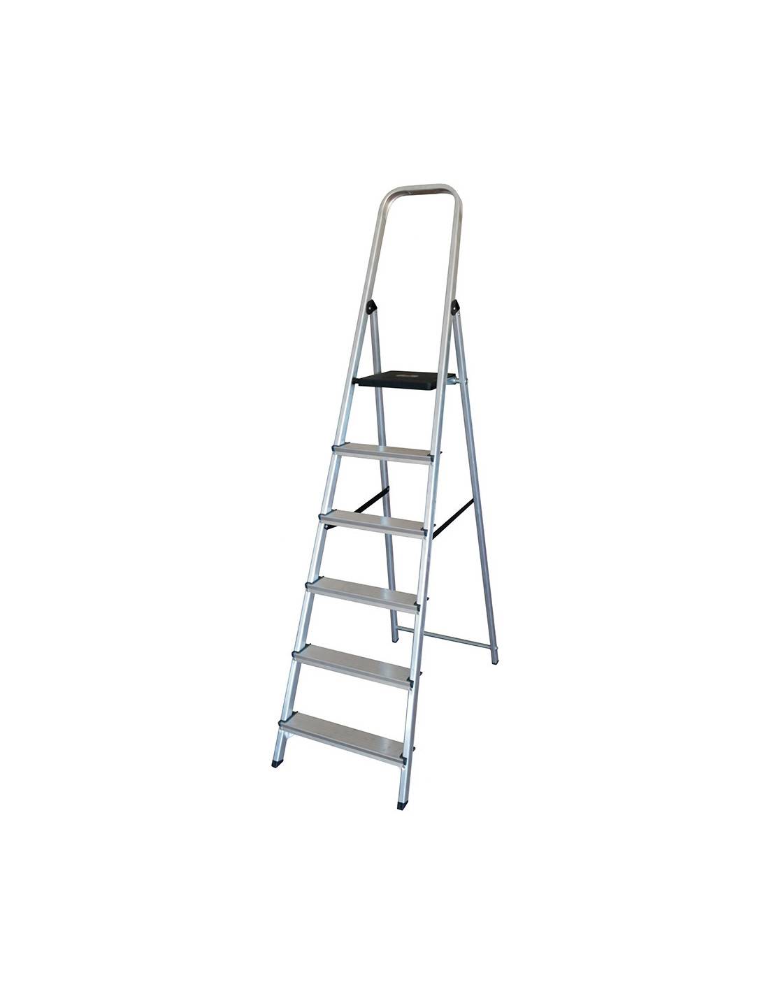 échelle Aluminium 6 étapes Légère, Stable Et Sécurisée Pour Usage Domestique. - Edm-2