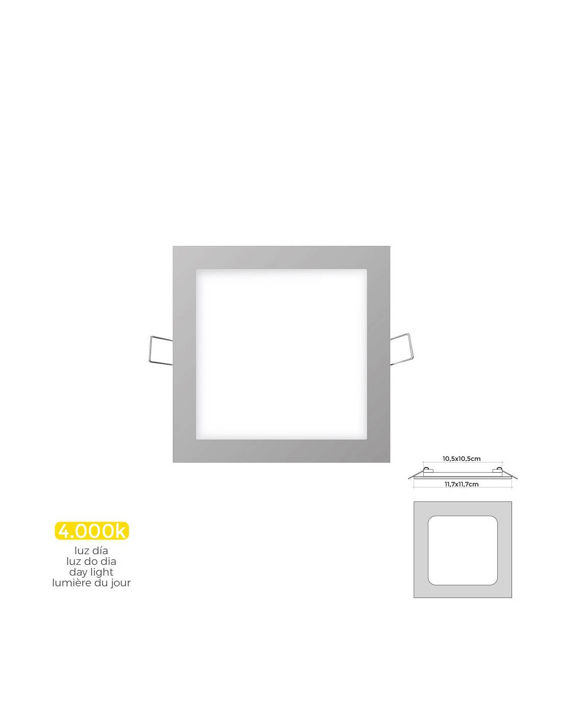 Mini Downlight Led Carré Chrome Edm éclairage Led Encastré, Design Moderne, Lumière Du Jour - Edm-0