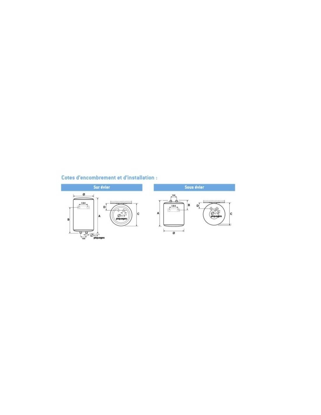 Chauffe-eau électrique 2000w 15l Blanc Thermor 221073-1