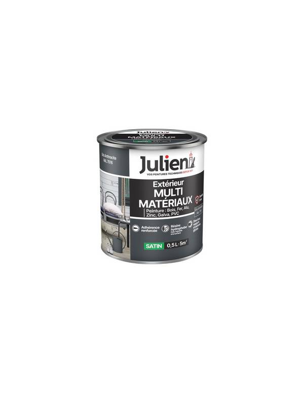 Peinture Julien Multi Matériaux Gris Anthracite 0.5l - Julien