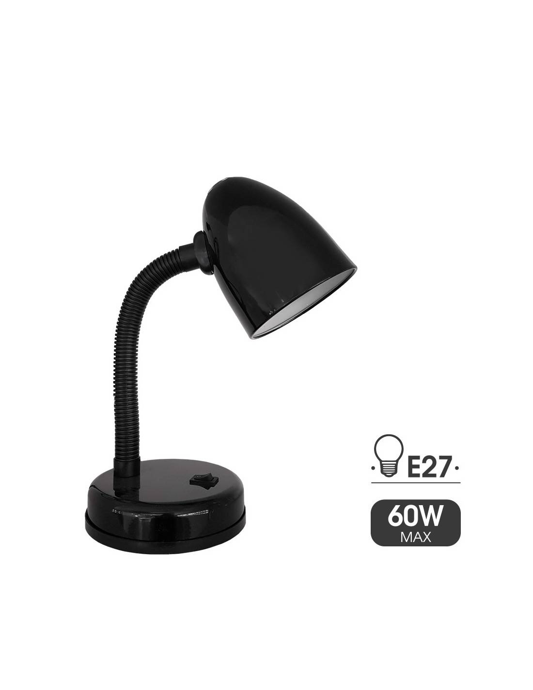 Lampe De Table Amsterdam Noire Design Moderne, Douille E27, Couleur Noire - Edm-2