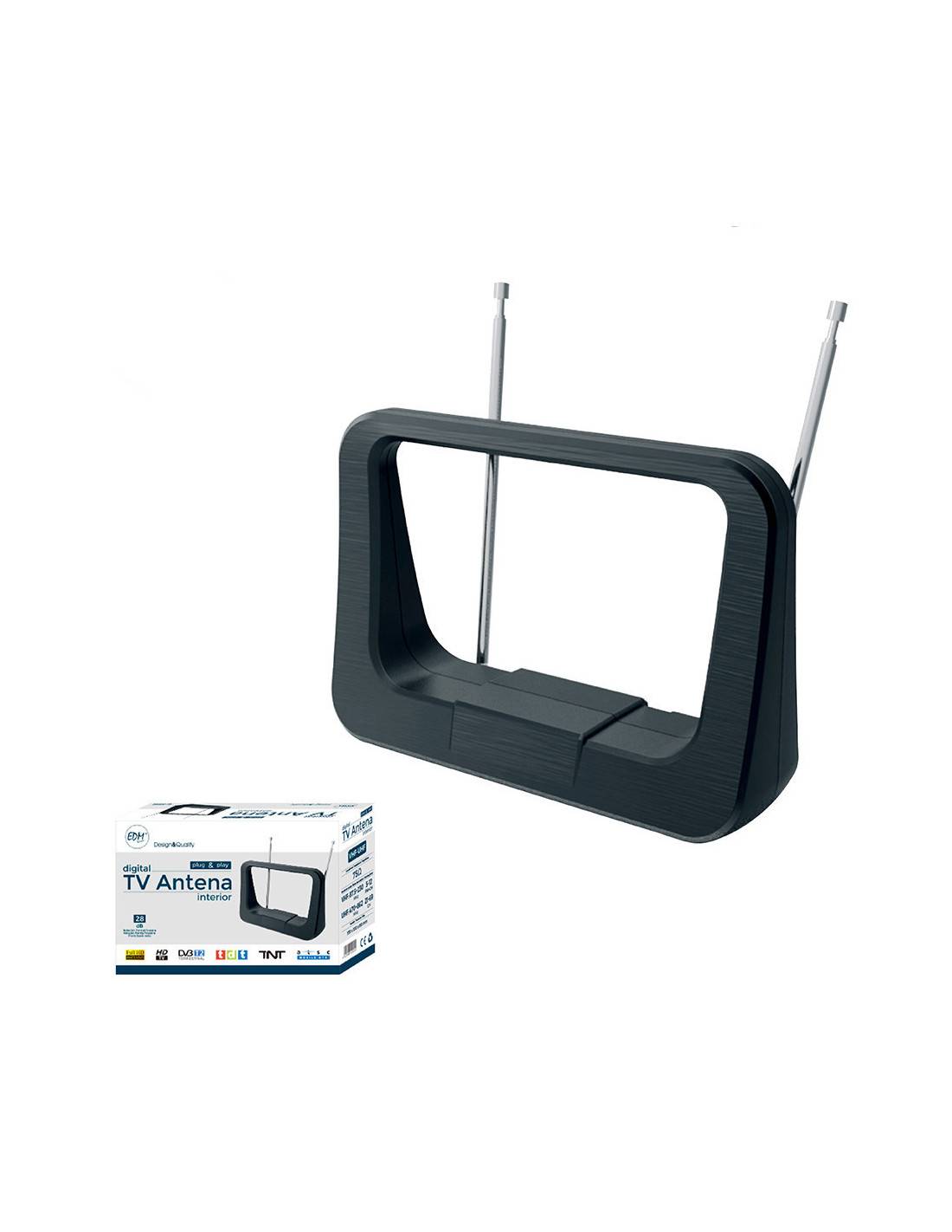 Antenne Tv Intérieur Edm Uhf Réception Tv Numérique Claire Et Compacte - Edm-0