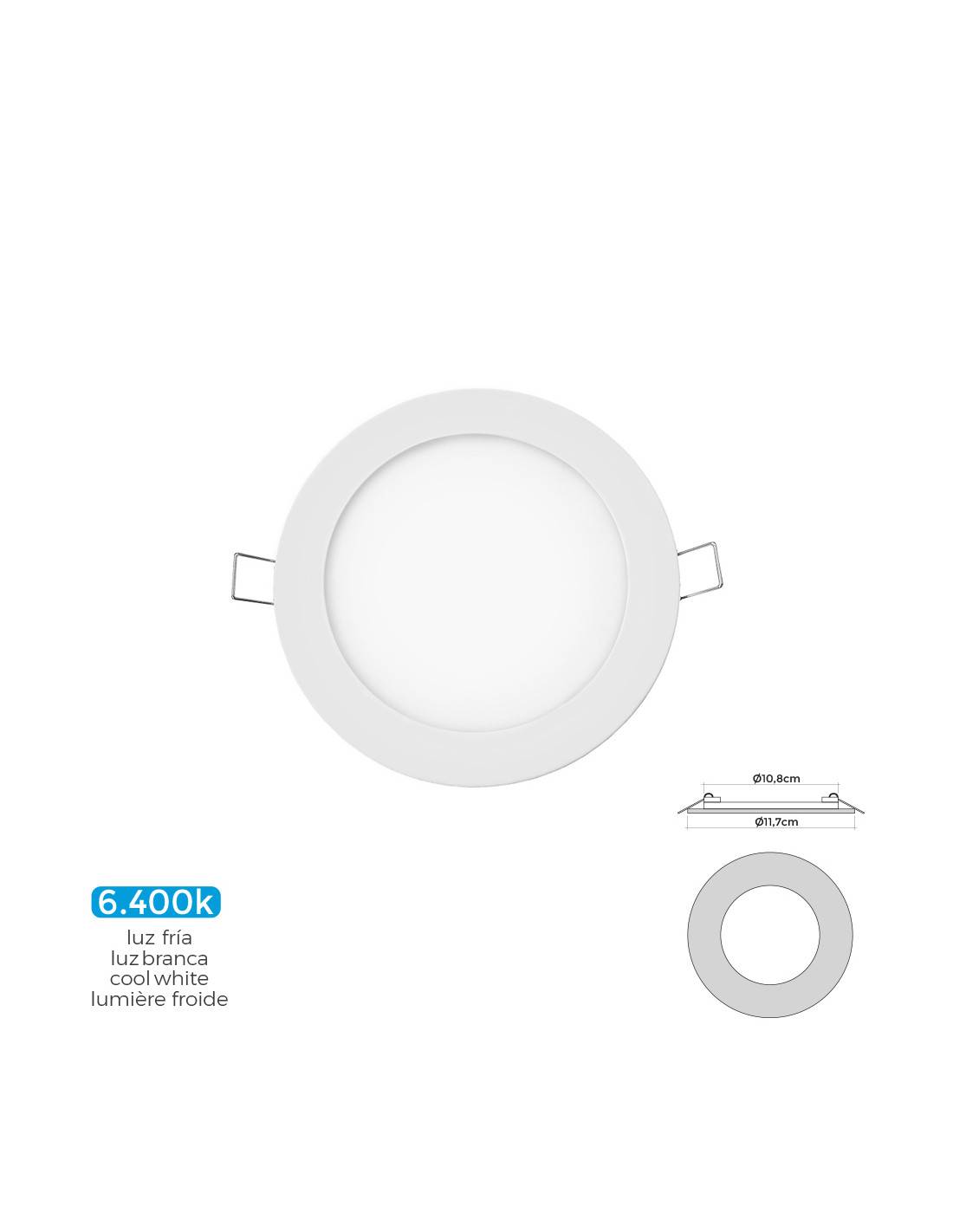 Mini Downlight Led Rond 6w éclairage Led Froid, Faible Consommation, Design Compact. - Edm-2