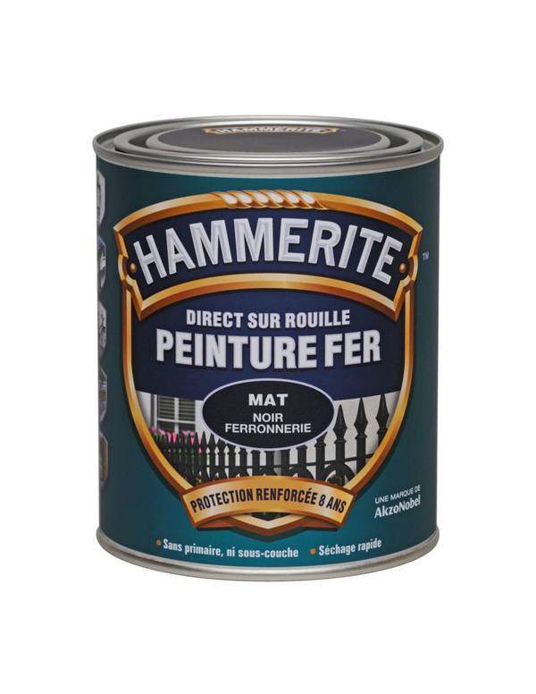 Peinture Fer Satinée Noir  0.75 Litre - Hammerite