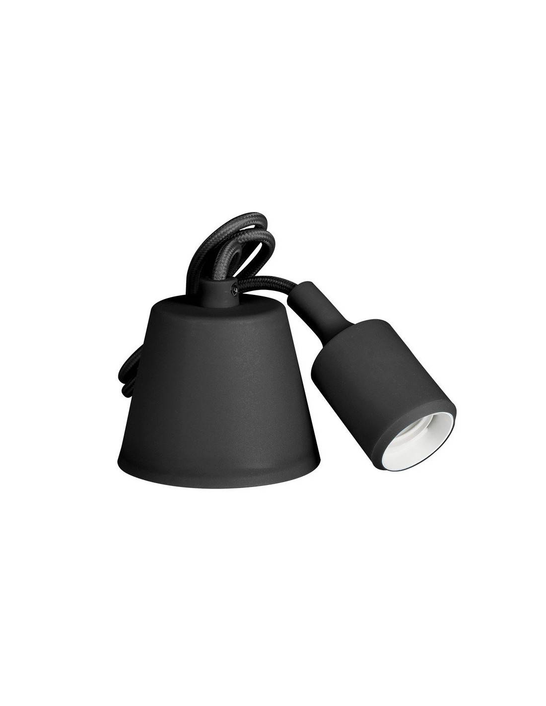 Suspension Silicone E27 Noire Design Minimaliste, Installation Facile - Edm-0