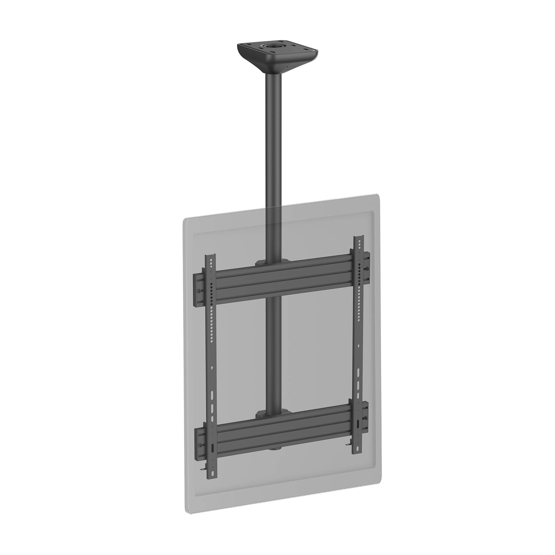 Support TV plafond 1 écran mode portrait 65''- 75'' Hauteur 150 cm noir-0