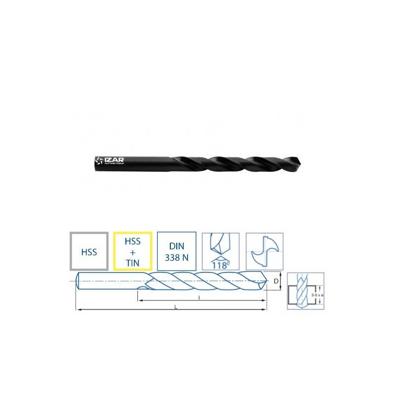 Forets HSS metal DIN338N classique utilisation général -dimensions au choix- - IZAR 1010 diam 10,5 mm-2
