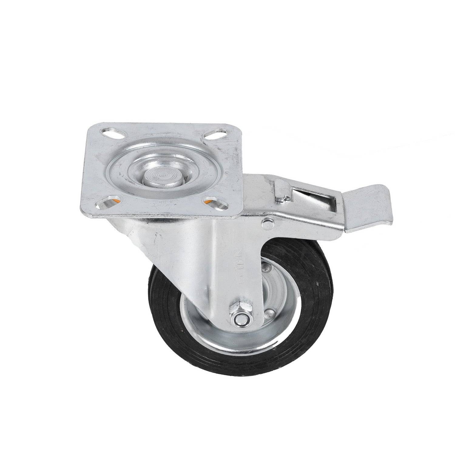 Roulette pivotante avec frein diamètre 80 mm ou 100 mm en caoutchouc noir - LPP 80 mm-2