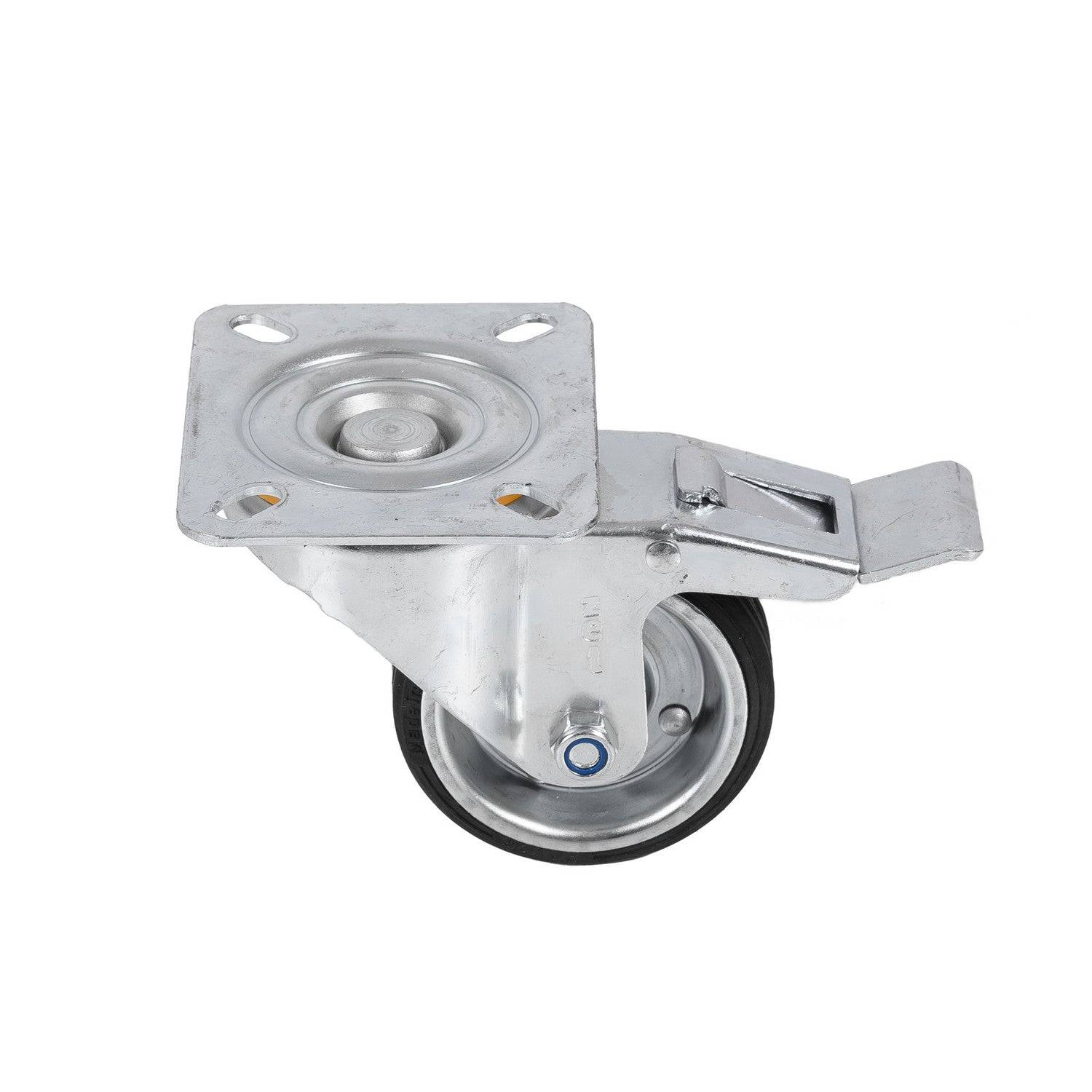 Roulette pivotante avec frein diamètre 80 mm ou 100 mm en caoutchouc noir - LPP 80 mm-0
