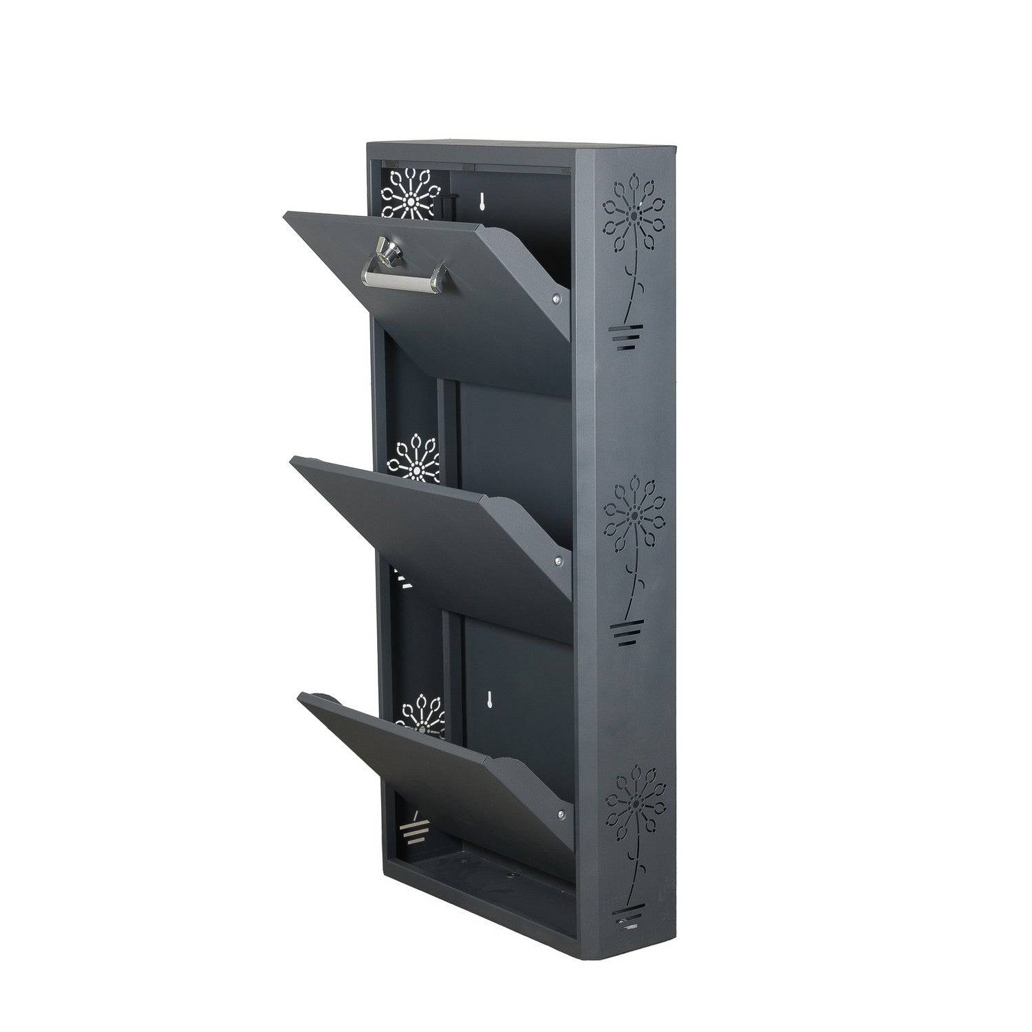Meuble Range Chaussures avec Serrure de Verrouillage en Métal - Montage Intérieur ou Extérieur - Capacité de 6 à 12 Pair-3