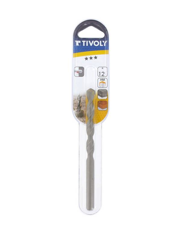 Tivoly – Foret béton Pro Ø 12 mm avec plaquette carbure – Queue cylindrique