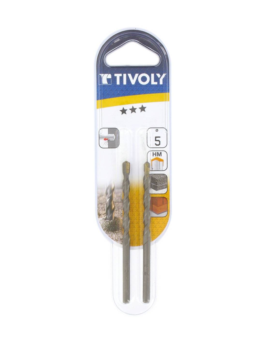 Tivoly – Lot de 2 forets béton PRO Ø 5 mm avec plaquette carbure – Queue cylindrique-0