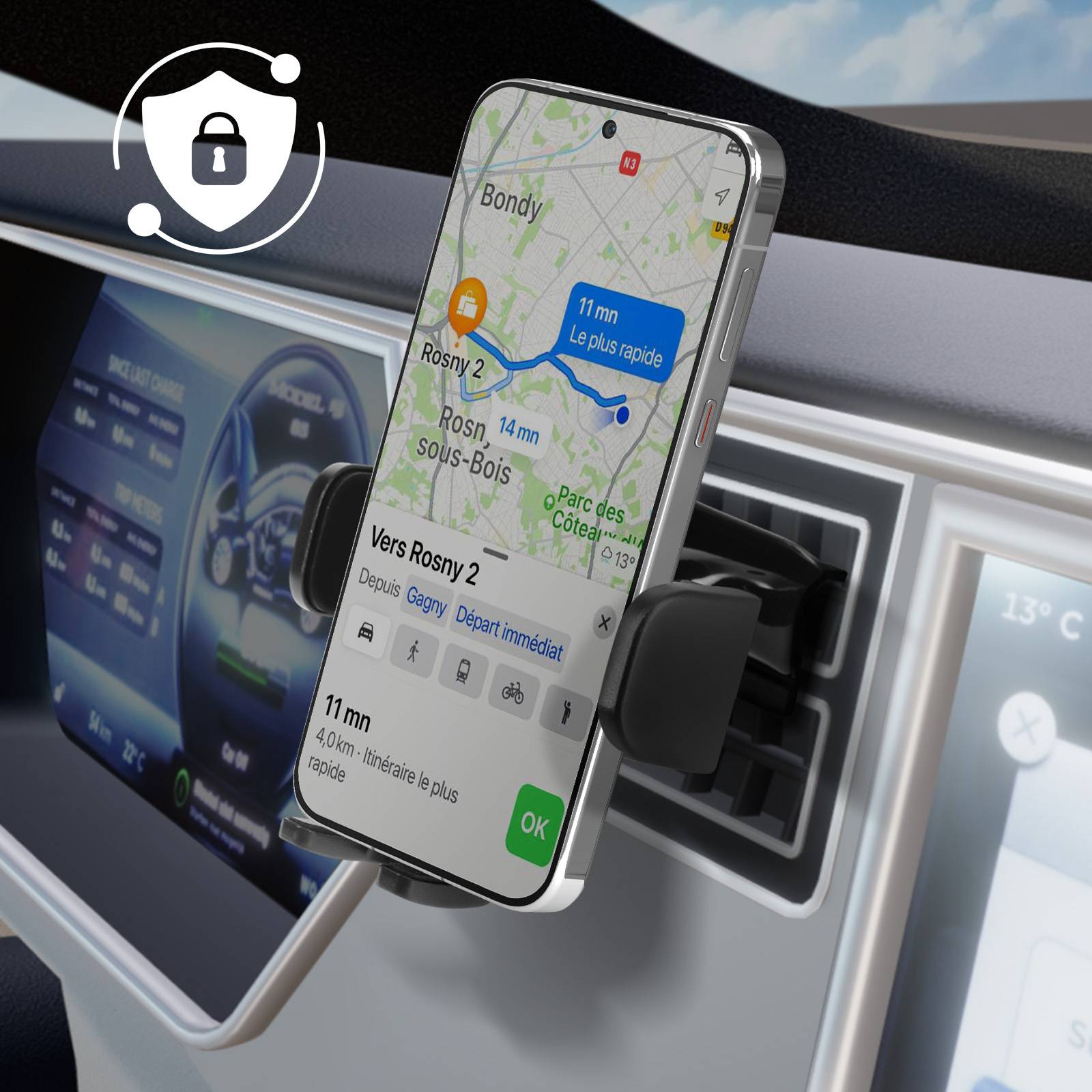 Support Voiture pour Téléphone 4.7 à 7.2 pouces Tesla Model S / X-3
