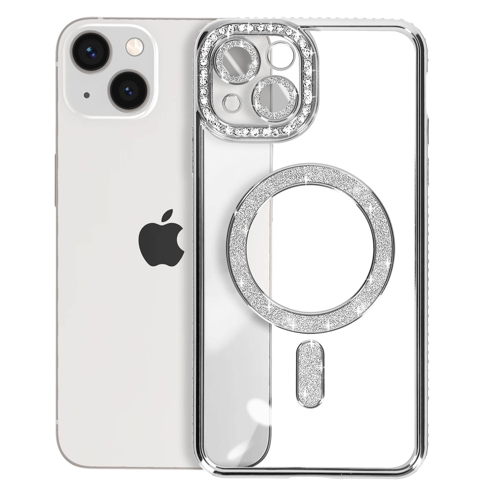Coque Diamant pour iPhone 13 Protection MagSafe Contour Strass-1