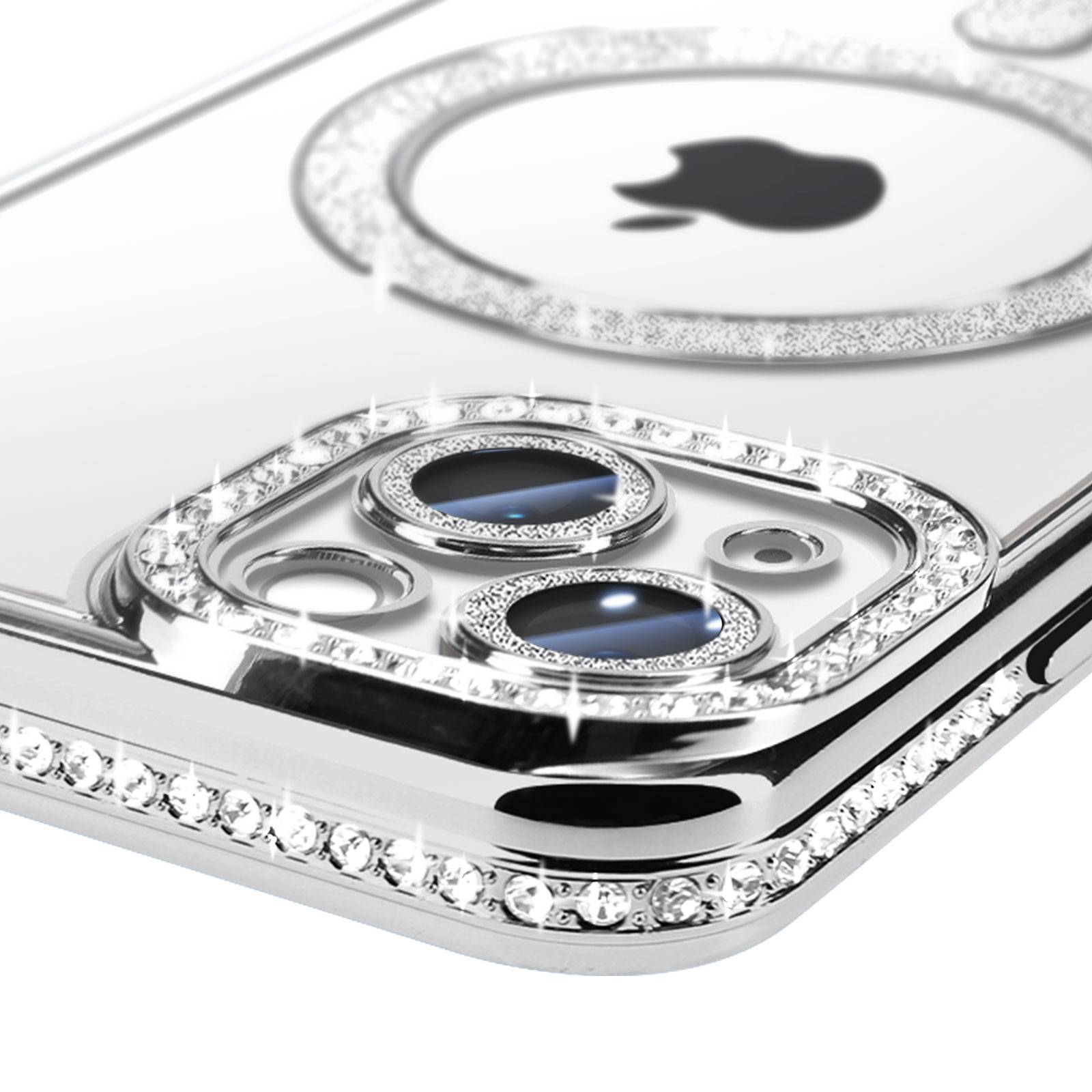Coque Diamant pour iPhone 13 Protection MagSafe Contour Strass-2