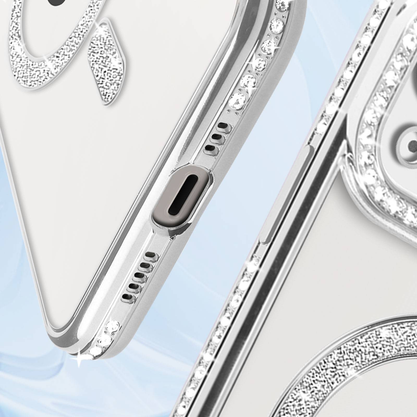 Coque Diamant pour iPhone 13 Protection MagSafe Contour Strass-3