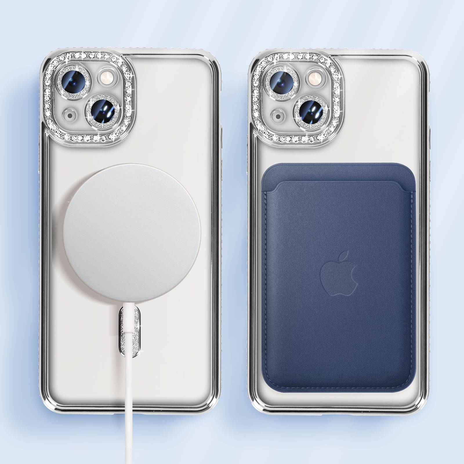 Coque Diamant pour iPhone 13 Protection MagSafe Contour Strass-4