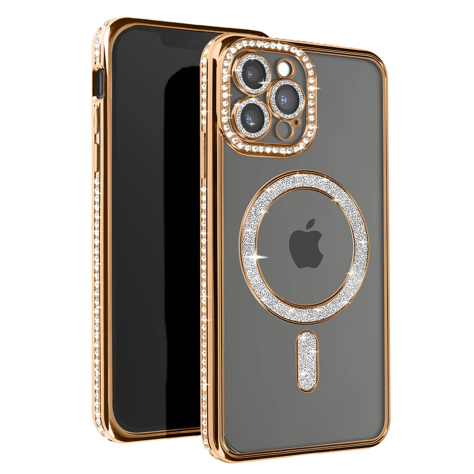 Coque Diamant pour iPhone 13 Pro Max Protection MagSafe Contour Strass-0