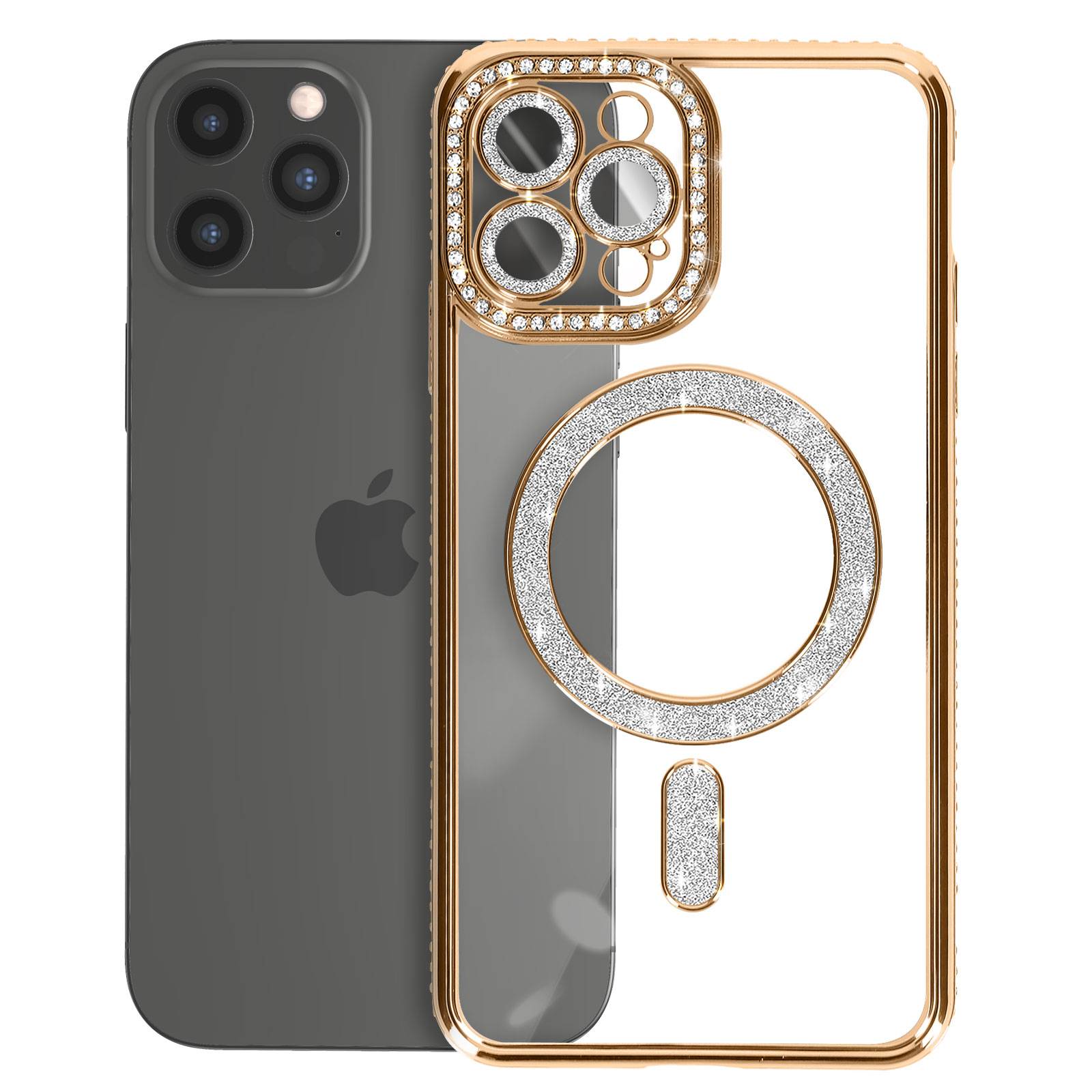 Coque Diamant pour iPhone 13 Pro Max Protection MagSafe Contour Strass-1