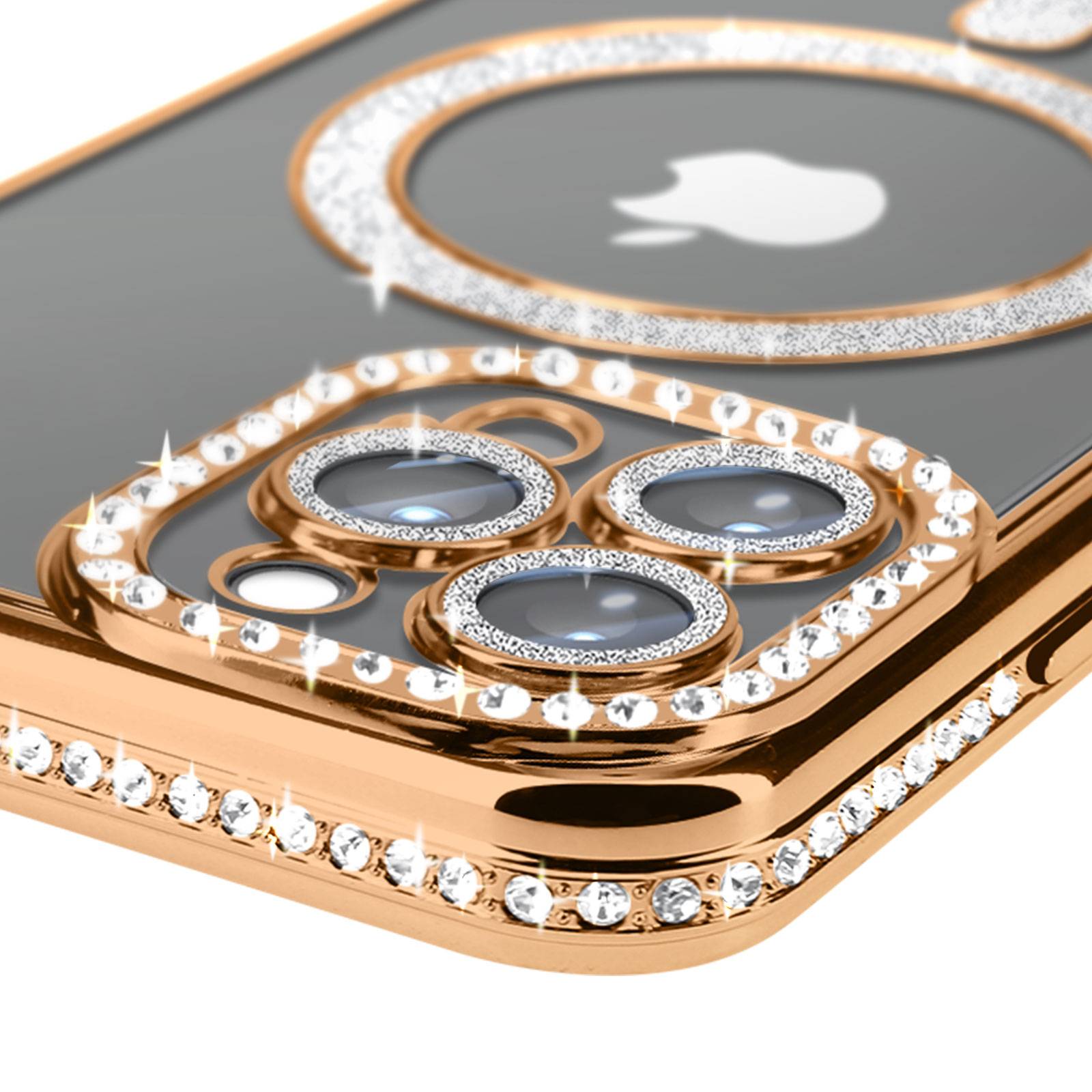 Coque Diamant pour iPhone 13 Pro Max Protection MagSafe Contour Strass-2