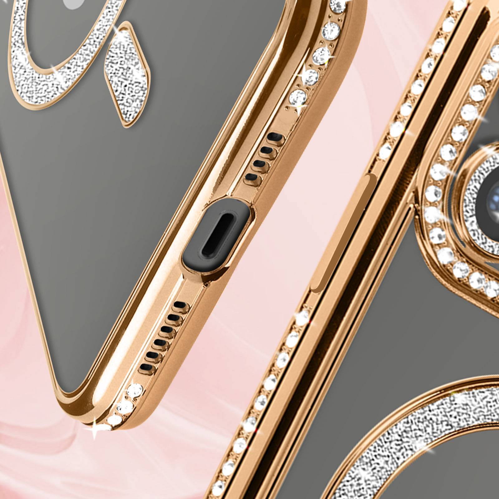 Coque Diamant pour iPhone 13 Pro Max Protection MagSafe Contour Strass-3