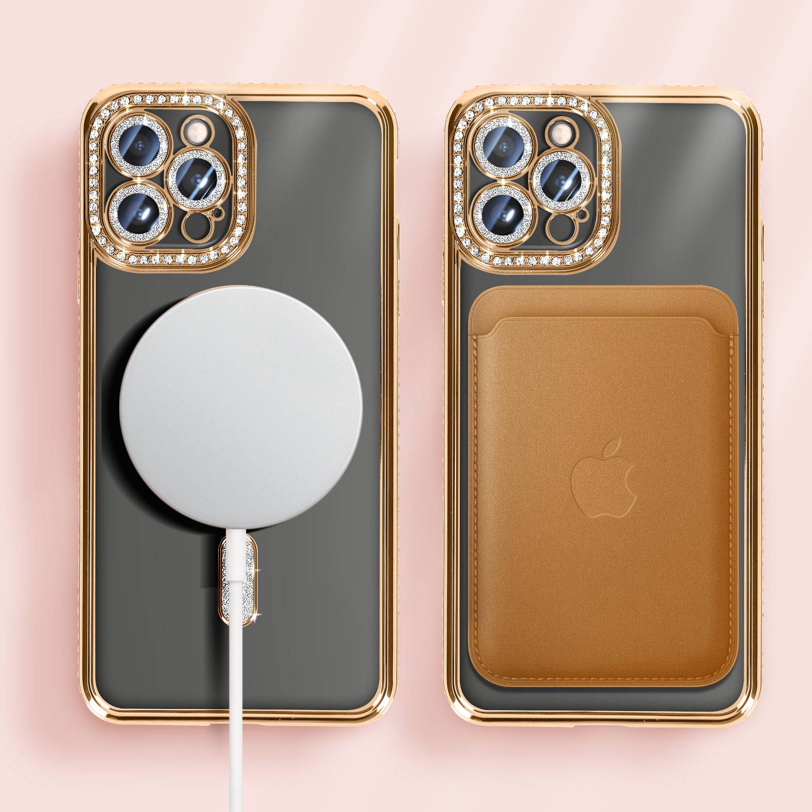 Coque Diamant pour iPhone 13 Pro Max Protection MagSafe Contour Strass-4