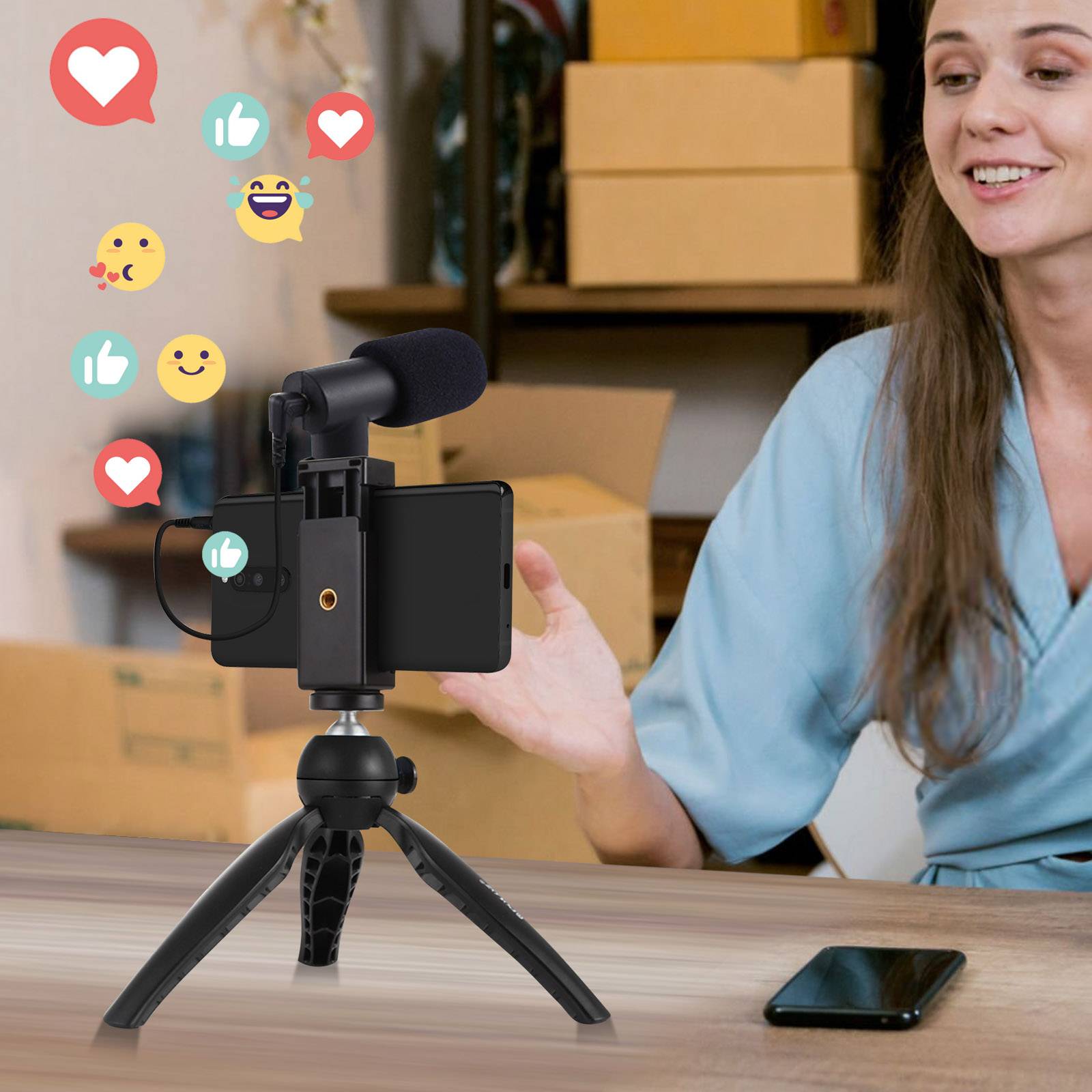 Pack Stream et Vlog pour Smartphone avec Trépied Stable et Micro-2