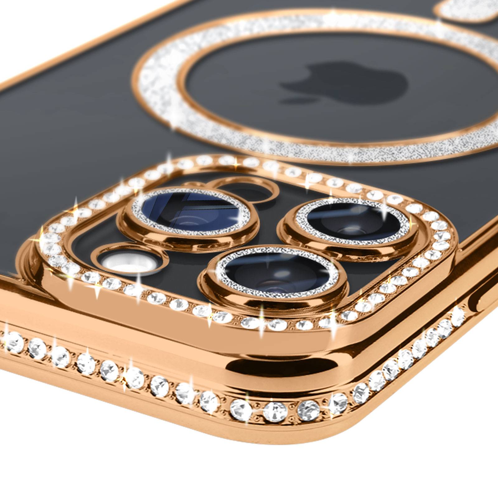 Coque Diamant pour iPhone 15 Pro Protection MagSafe Contour Strass-2