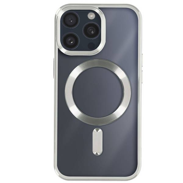 Coque MagSafe pour iPhone 15 Pro Silicone Protection Caméra Chromé