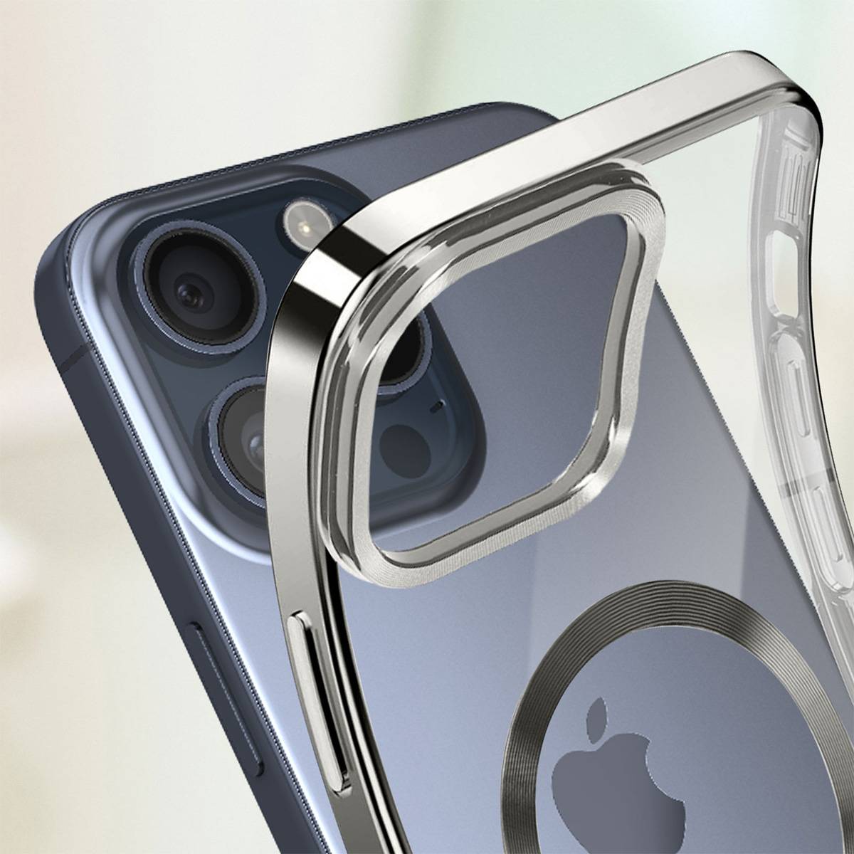 Coque MagSafe pour iPhone 15 Pro Silicone Protection Caméra Chromé-2