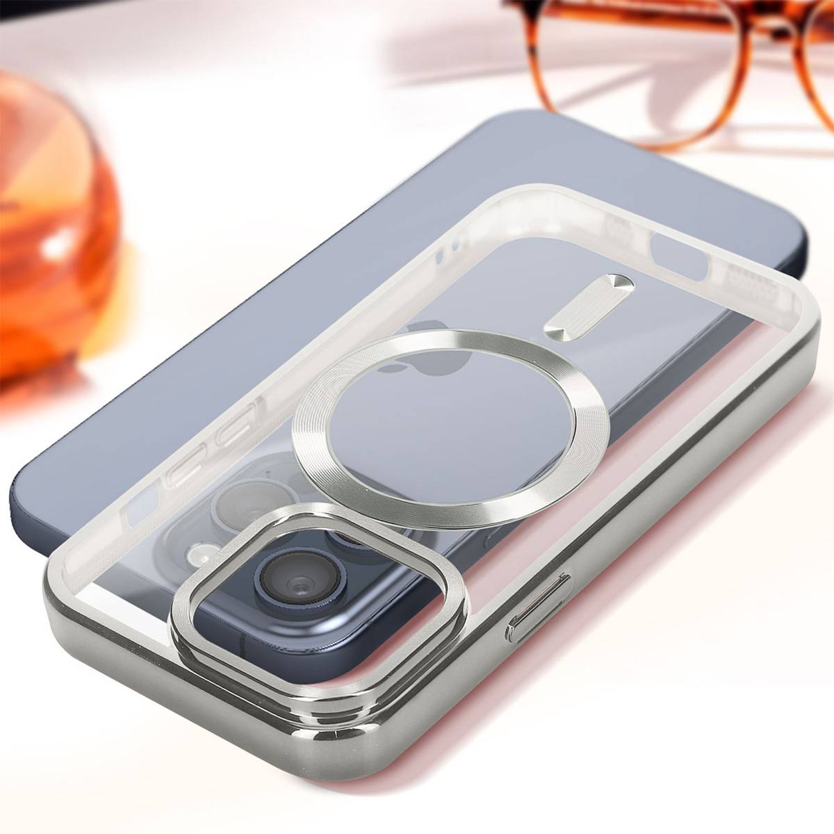 Coque MagSafe pour iPhone 15 Pro Silicone Protection Caméra Chromé-4