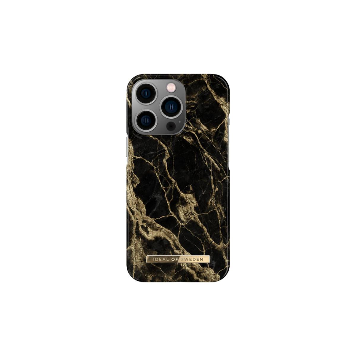Coque pour iPhone 13 Pro Modèle Golden Smoke Marble Compatible Charge Sans Fil-0
