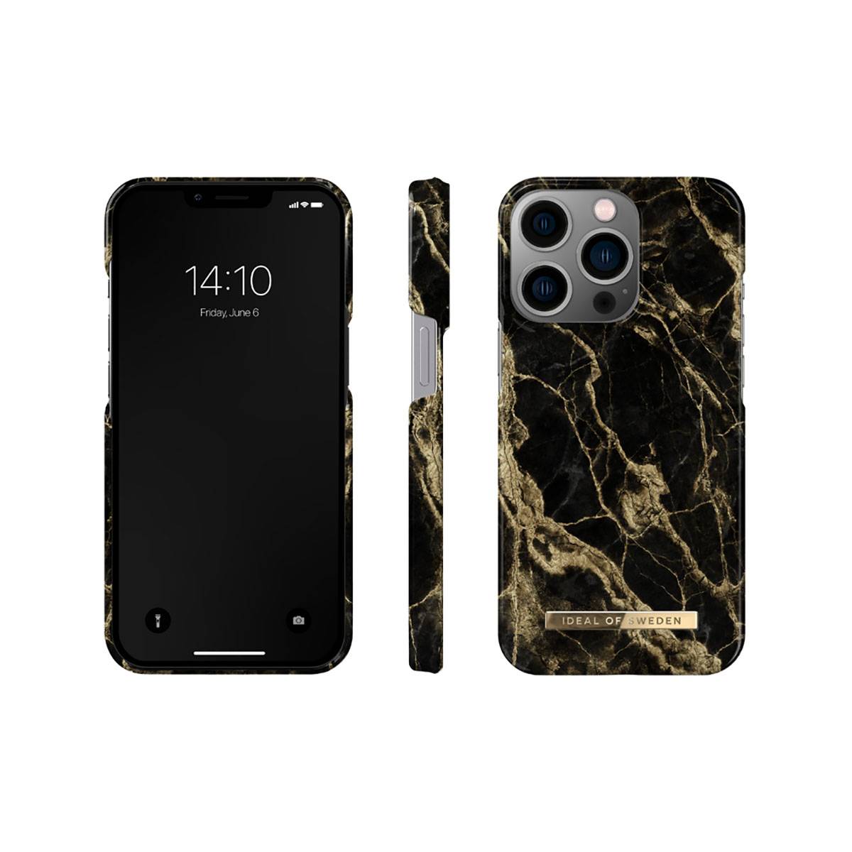 Coque pour iPhone 13 Pro Modèle Golden Smoke Marble Compatible Charge Sans Fil-1