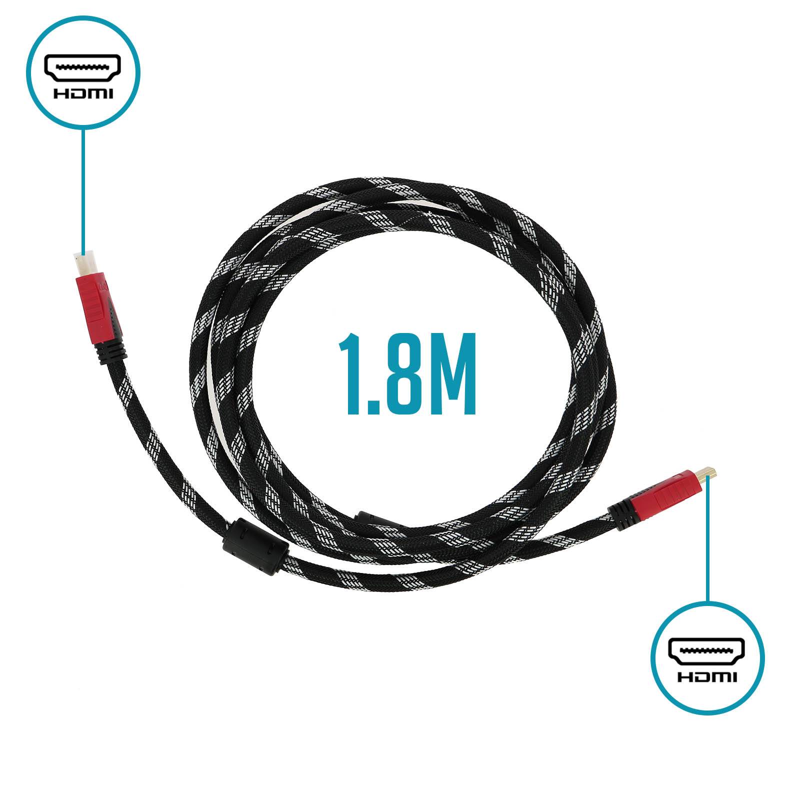 Câble Vidéo HDMI vers HDMI Mâle 4K Full HD Haut Débit 1.8m-2